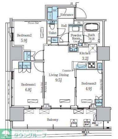 HARUMI FLAG PORT VILLAGE B棟の物件間取画像